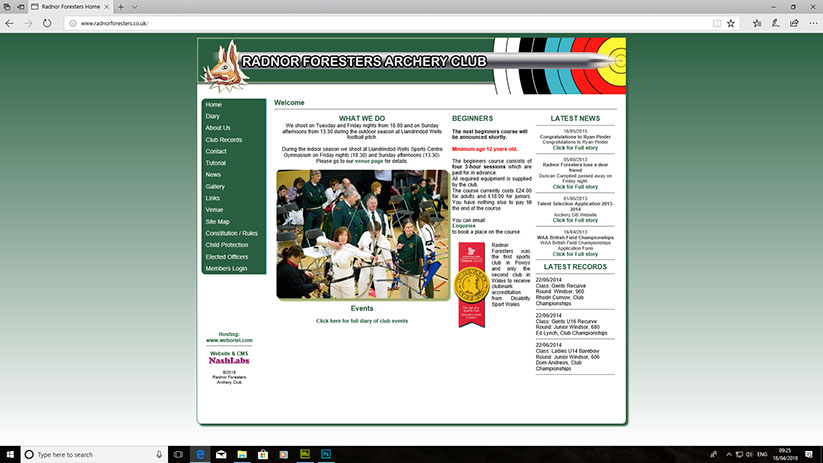 Radnor Foresters Archery,&nbsp; Site Designed by Nash Labs and Hosted by Weboriel